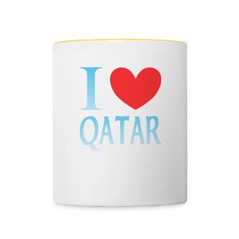 Ich liebe Katar - Tasse zweifarbig - Weiß/Gelb - Vorne