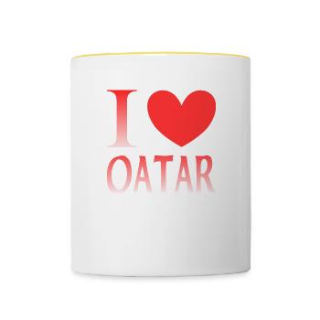 Ich liebe Katar - Tasse zweifarbig - Weiß/Gelb - Vorne