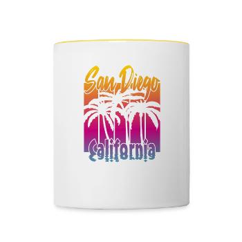 Vintage San Diego Californie - Mug contrasté - blanc/jaune - Devant