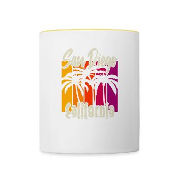 Vintage San Diego Californie - Mug contrasté - blanc/jaune - Devant