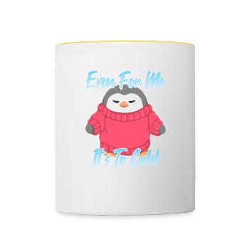 Even For Me It's to cold - Contrasting Mug - white/yellow - Front