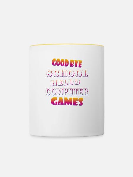 Schule Gamer Schüler - Tasse zweifarbig - Weiß/Gelb