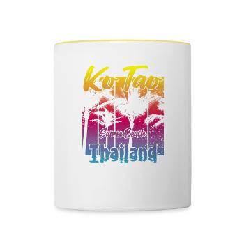 Ko Tao Sairee Beach Thailand - Tasse zweifarbig - Weiß/Gelb - Vorne