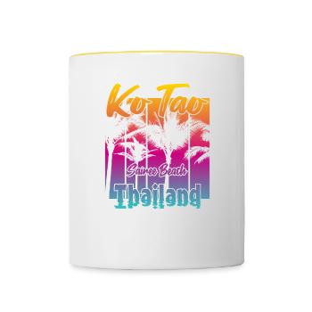 Ko Tao Sairee Beach Thailand - Tasse zweifarbig - Weiß/Gelb - Vorne