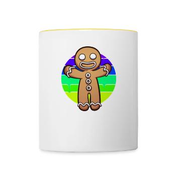 Gingerbread Man Coucher de soleil - Mug contrasté - blanc/jaune - Devant