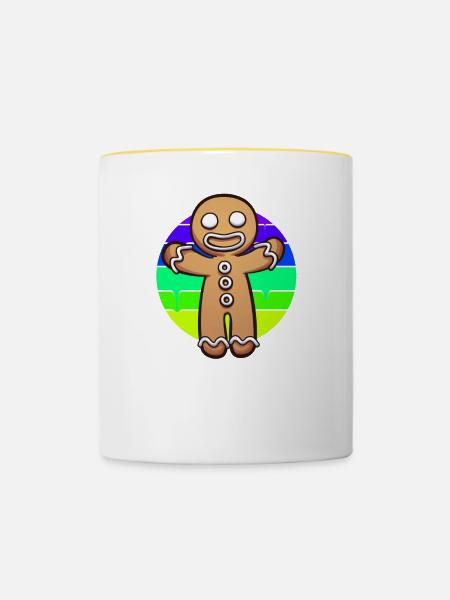 Lebkuchenmann Sonnenuntergang - Tasse zweifarbig - Weiß/Gelb