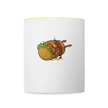 Fast Food Liebe Hamburger Burger - Tasse zweifarbig - Weiß/Gelb - Vorne