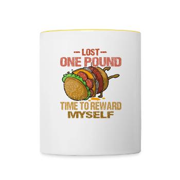 Fast Food Liebe Hamburger Burger - Tasse zweifarbig - Weiß/Gelb - Vorne