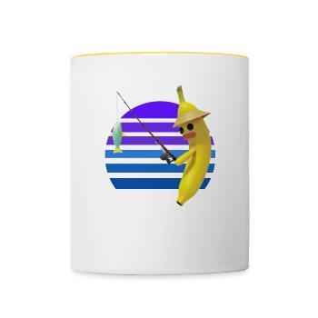 Poisson pêcheur à la banane - Mug contrasté - blanc/jaune - Devant