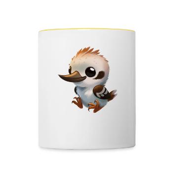 Bébé Kookaburra - Mug contrasté - blanc/jaune - Devant