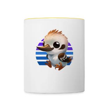 Bébé Kookaburra - Mug contrasté - blanc/jaune - Devant