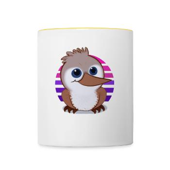 Kookaburra Zeichnung - Tasse zweifarbig - Weiß/Gelb - Vorne