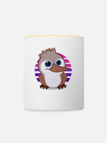 Kookaburra Zeichnung - Tasse zweifarbig - Weiß/Gelb