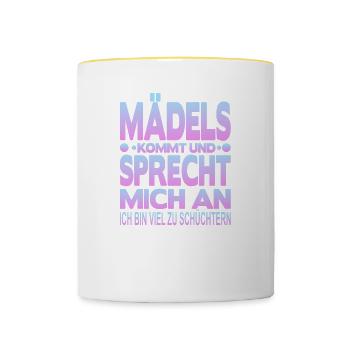 Ich bin Schüchtern - Tasse zweifarbig - Weiß/Gelb - Vorne