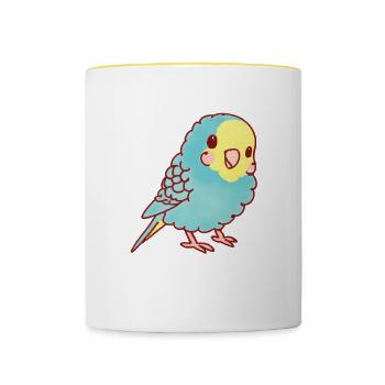 Perruche Kawaii - Mug contrasté - blanc/jaune - Devant