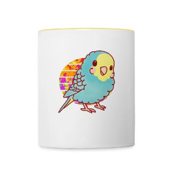 Perruche Kawaii - Mug contrasté - blanc/jaune - Devant