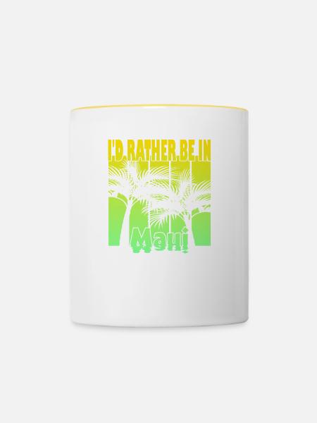 I'd rather be in Maui - Tasse zweifarbig - Weiß/Gelb