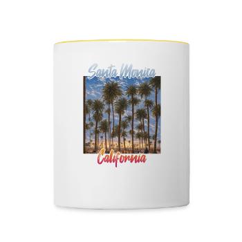 Santa Monica California - Tasse zweifarbig - Weiß/Gelb - Vorne