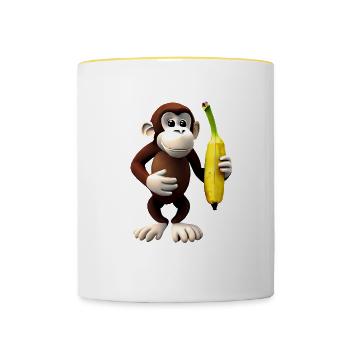 Bananen Affe - Tasse zweifarbig - Weiß/Gelb - Vorne