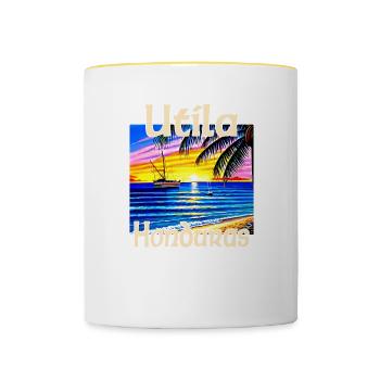 Utila Honduras - Tasse zweifarbig - Weiß/Gelb - Vorne
