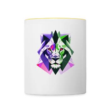Polygon Lion - Contrasting Mug - white/yellow - Front