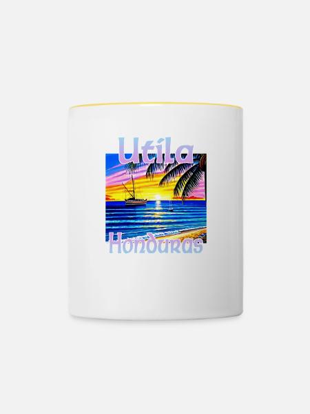 Utila Honduras - Tasse zweifarbig - Weiß/Gelb