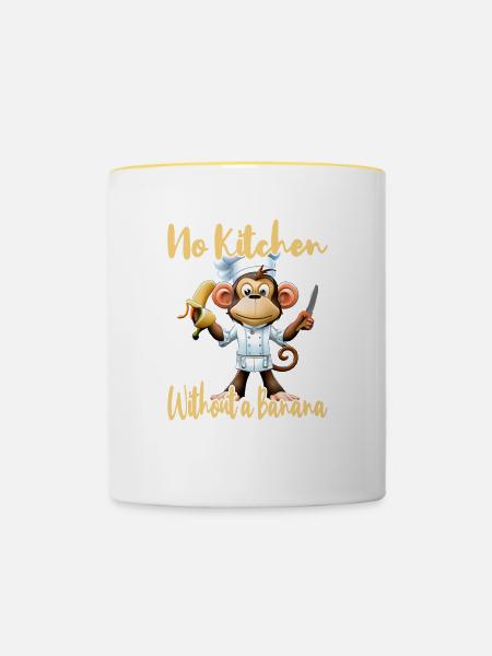 Küchenaffe Banana Vibes - Tasse zweifarbig - Weiß/Gelb