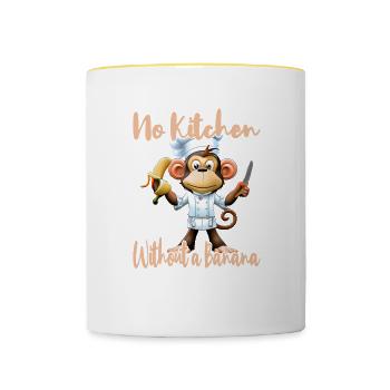 Küchenaffe Banana Vibes - Tasse zweifarbig - Weiß/Gelb - Vorne