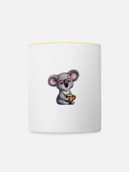 my puns are koala tea - Tasse zweifarbig - Weiß/Gelb