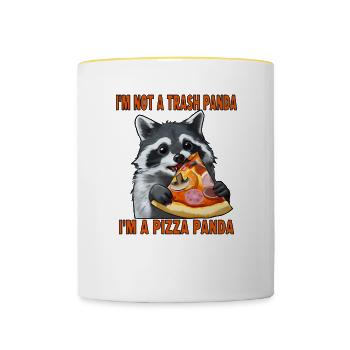 I'm not a trash panda, I'm a pizza panda - Tasse zweifarbig - Weiß/Gelb - Vorne