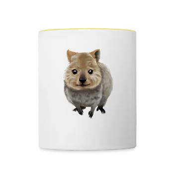 Quokka - the cute marsupial - Contrasting Mug - white/yellow - Front