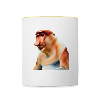 Der exotische Nasenaffe - Tasse zweifarbig - Weiß/Gelb - Vorne