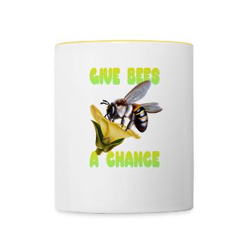 Donnez une chance aux abeilles - Mug contrasté - blanc/jaune - Devant