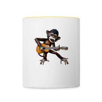Guitar Monkey - Contrasting Mug - white/yellow - Front
