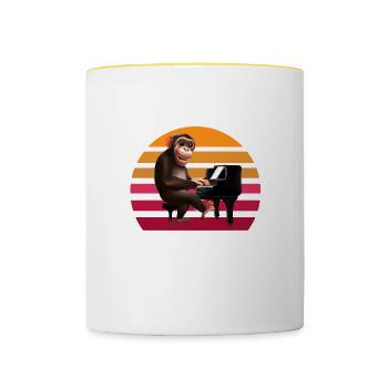 Monkey at the piano - Contrasting Mug - white/yellow - Front