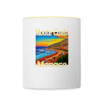 Monte Carlo Sunset à Monaco - Mug contrasté - blanc/jaune - Devant