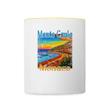 Monte Carlo Sunset à Monaco - Mug contrasté - blanc/jaune - Devant