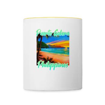 Coucher de soleil à Puerto Galera - Mug contrasté - blanc/jaune - Devant