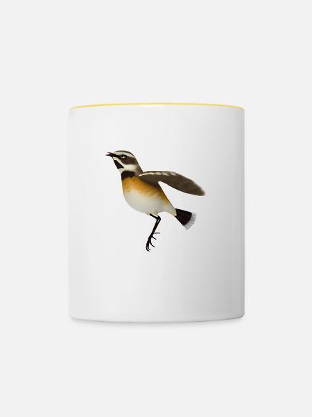 Braunkehlchen - Tasse zweifarbig - Weiß/Gelb
