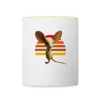 Cute long-eared jerboa design - Contrasting Mug - white/yellow - Front
