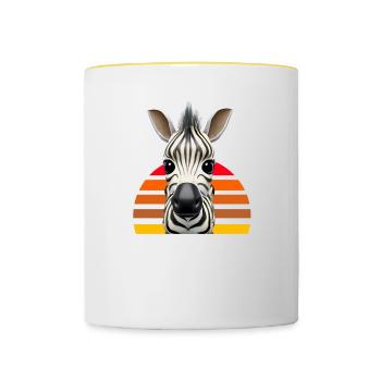 Cute zebra design - Contrasting Mug - white/yellow - Front