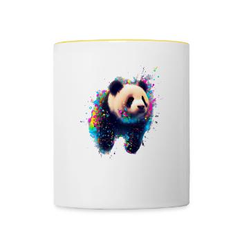 Color explosion Panda Bear - Contrasting Mug - white/yellow - Front