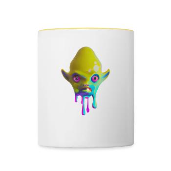 Alien coloré - Mug contrasté - blanc/jaune - Devant