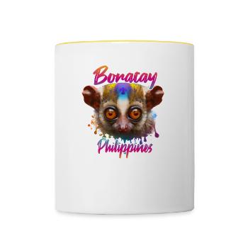 Tarsier auf Boracay, Philippinen - Tasse zweifarbig - Weiß/Gelb - Vorne