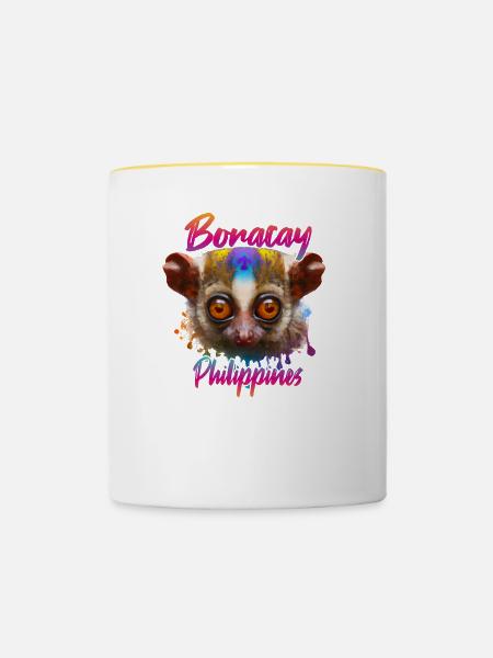 Tarsier auf Boracay, Philippinen - Tasse zweifarbig - Weiß/Gelb