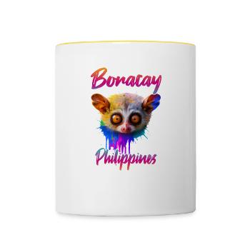 Tarsier auf Boracay, Philippinen - Tasse zweifarbig - Weiß/Gelb - Vorne