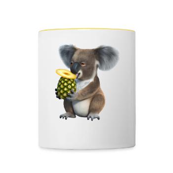 Koala et ananas - Mug contrasté - blanc/jaune - Devant