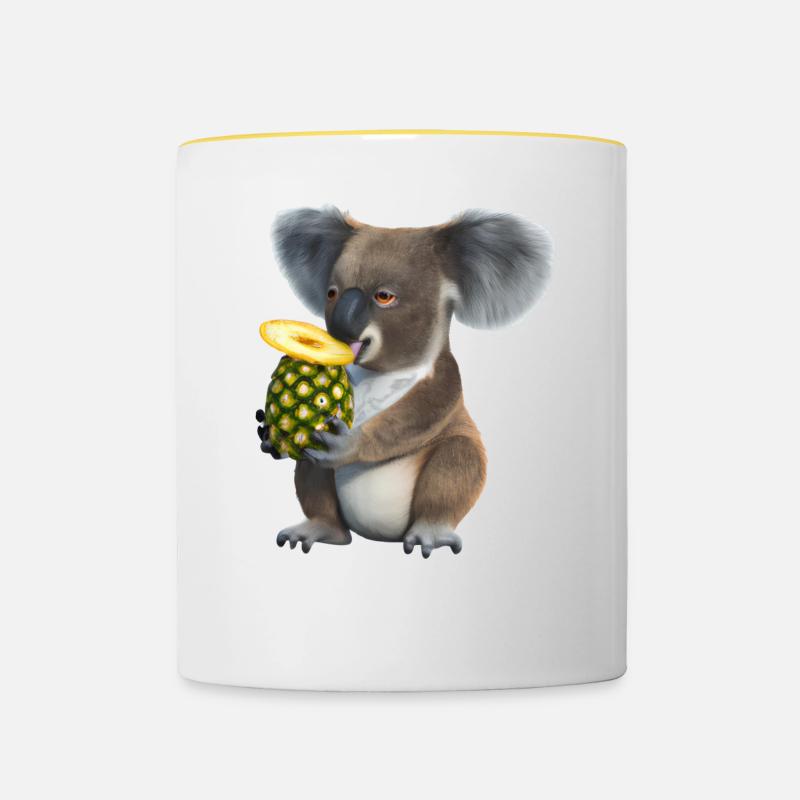 Koala und Ananas - Tasse zweifarbig - Weiß/Gelb