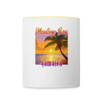 Coucher de soleil à Montego Bay, Jamaïque - Mug contrasté - blanc/jaune - Devant