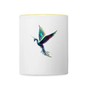 Oiseau licorne - Mug contrasté - blanc/jaune - Devant